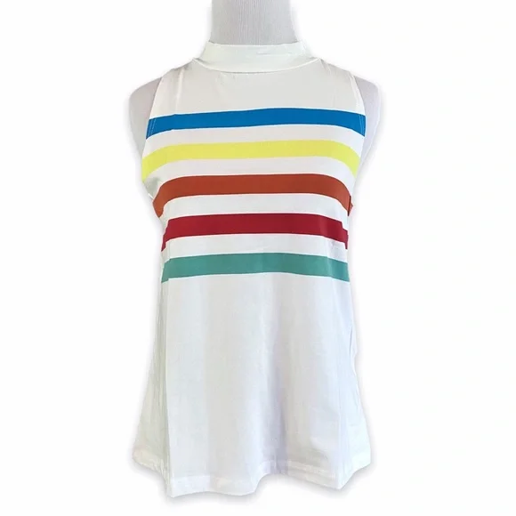 NWT Ginger G Rainbow Stripe Mockneck Tank - Picture 4 of 13